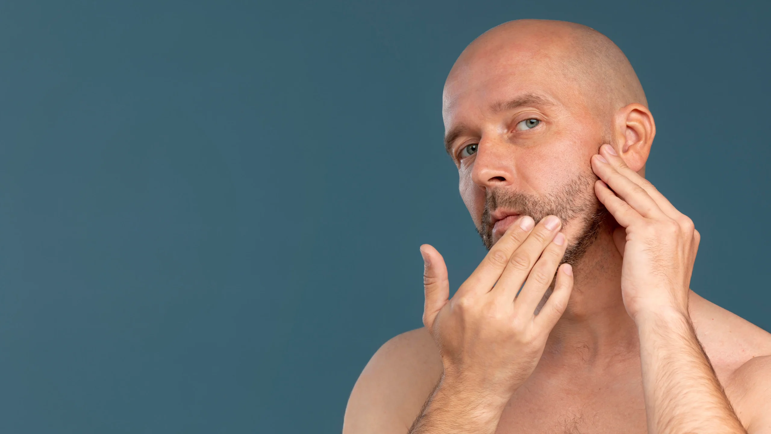 bald man going to shave