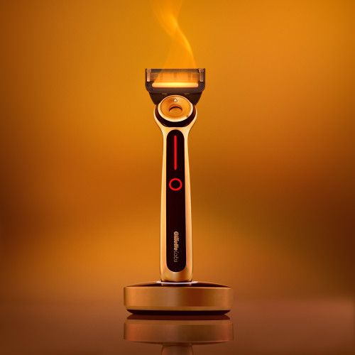 heated razor, warm background