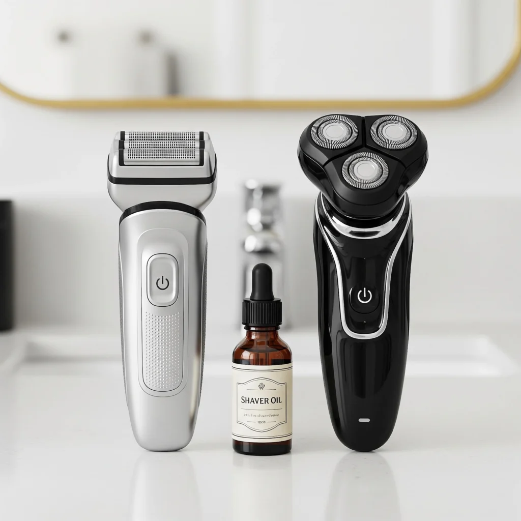 Foil and rotary shavers with oil for maintenance
